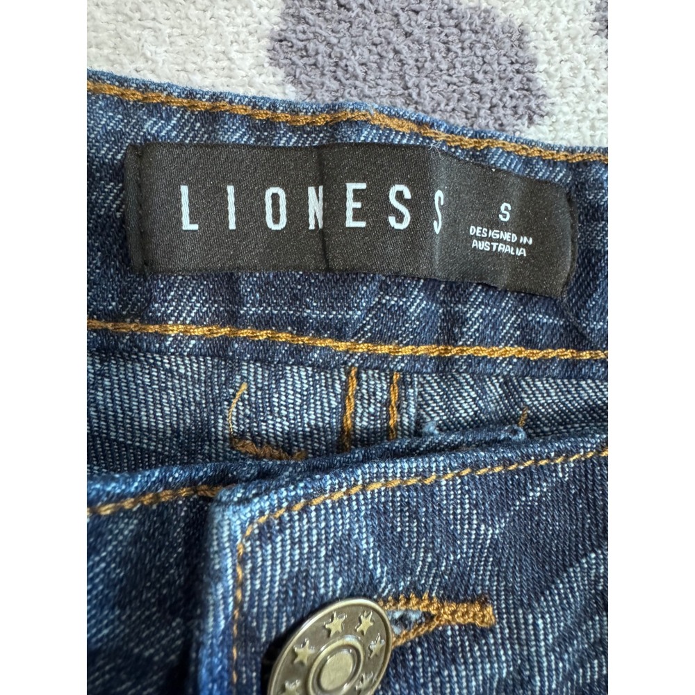 Lioness Top Model Jeans Indigo Plaid Wide Leg High Waisted Denim Pants Small - Picture 6 of 8